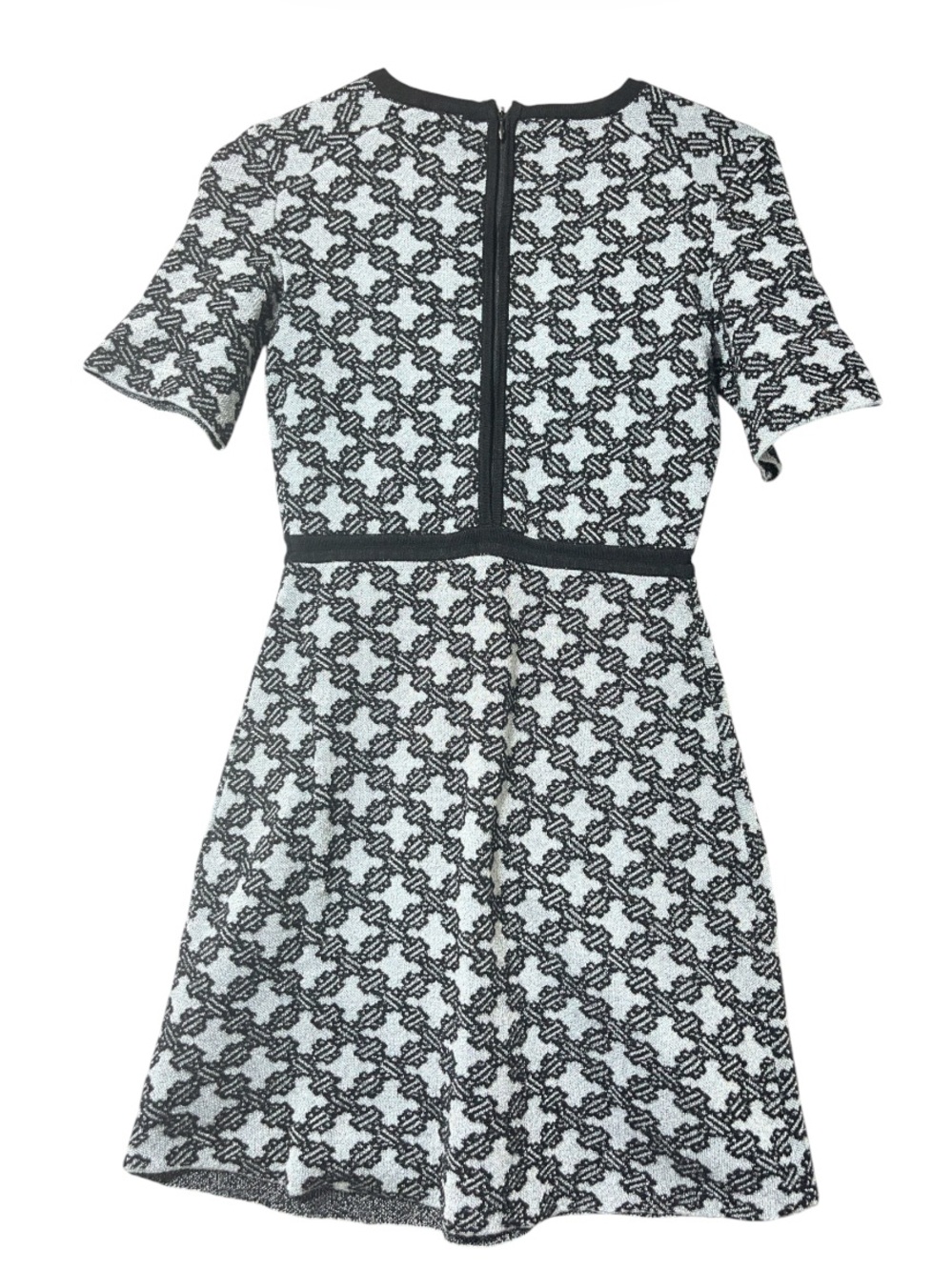 Maje Black and White Patterned Midi Dress